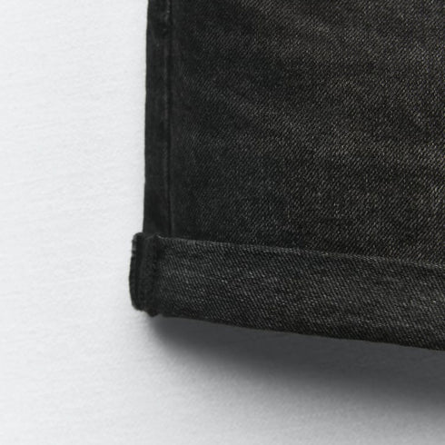 Zara TRF High-Waisted Mom Fit Denim Shorts, Black