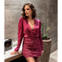 Zara Women Ruched Satin Effect Print Wrap Dress Fuchsia Pink