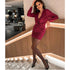 Zara Women Ruched Satin Effect Print Wrap Dress Fuchsia Pink