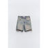 Zara Women's TRF Loose Fit Denim Mid-Rise Shorts