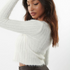 Garage Fuzzy Front-Tie Cardigan Crop Top on Sale, White