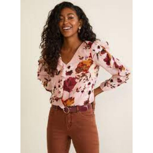 Laura Women's Petites Floral Print Ruffled Blouse