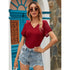 SHEIN Contrast Lace V Neck Tee | M