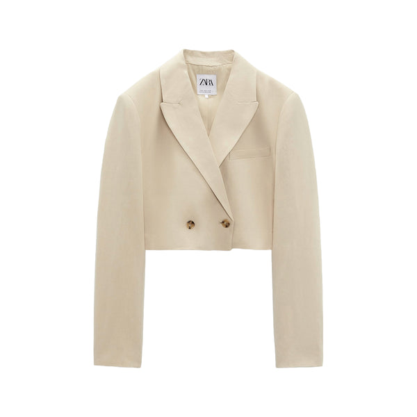 Zara Linen Blend Cropped Blazer