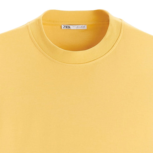 Zara Men's Rib Collar T-Shirt, Yellow