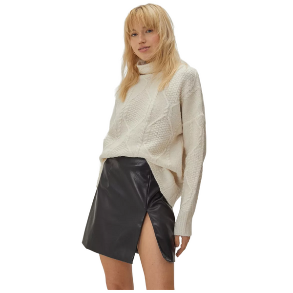 Nasty Gal Deep Split Faux Leather Mini Skirt