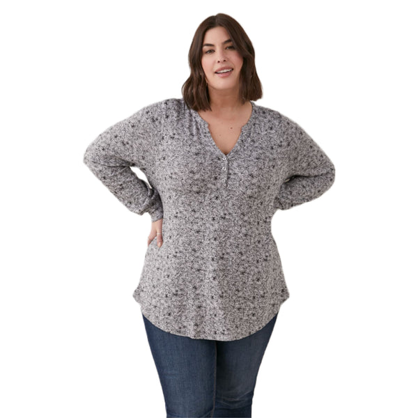 Penningtons Responsible, Printed Long-Sleeve Henley Top