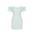PrettyLittleThing Petite Sage Green Frill Cold Shoulder Mini Dress